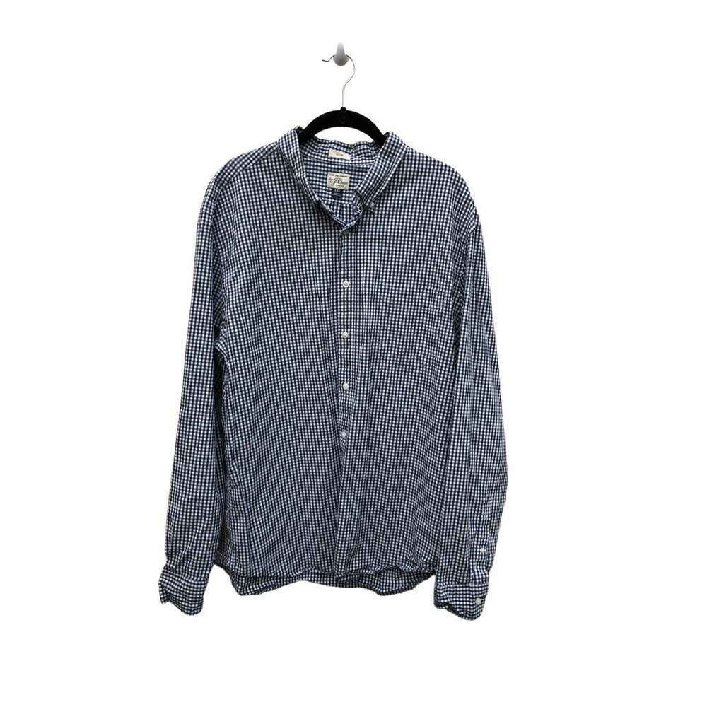 J Crew Size XXL (2XL) Slim Fit button down Navy and White Checked